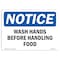 Signmission OSHA Notice Sign, Wash Hands Before Handling Food, 10in X 7in Rigid Plastic, 7" W, 10" L, Landscape OS-NS-P-710-L-18941 - alternate 1